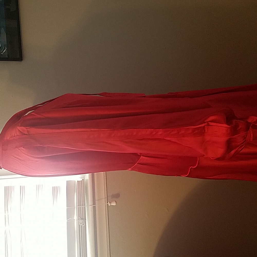 NWT Self-Portrait red satin handkerchief hem midi dress - Picture 6 of 16